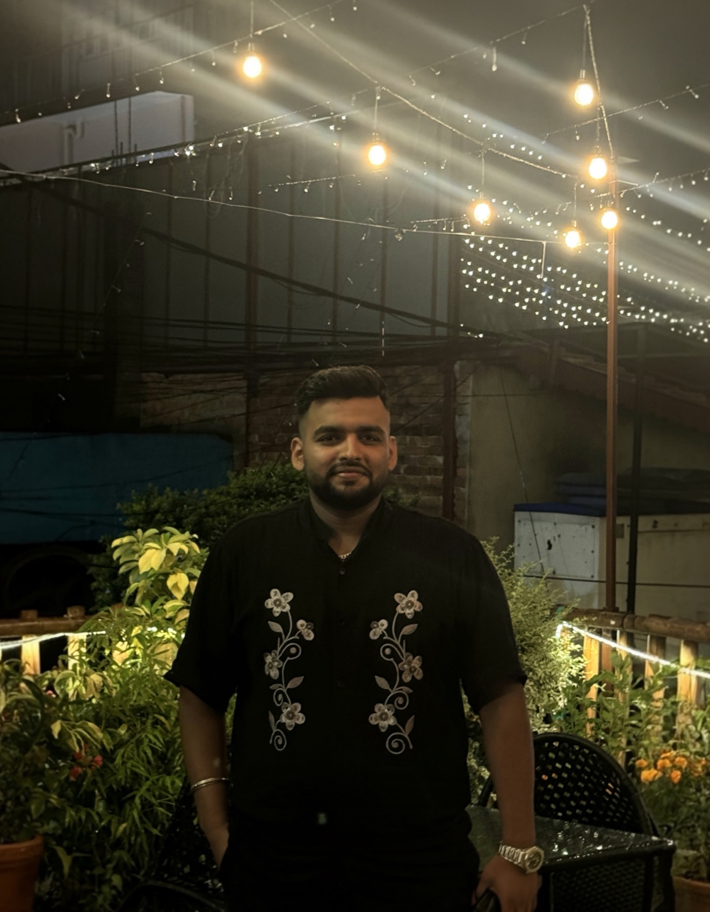 Subham Raj Paswan at Cafe Mithila under warm evening lights